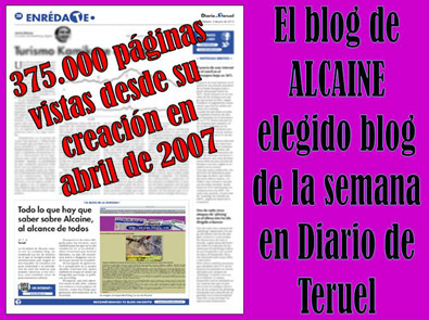 Nuestro blog LA VOZ DE ALCAINE elegido blog de la semana por Diario de Teruel