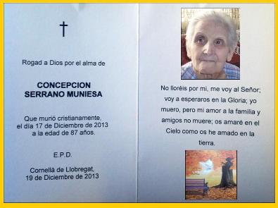 OBITUARIO. Una nueva pérdida de una alcainesa de pro: Concepción Serrano Muniesa