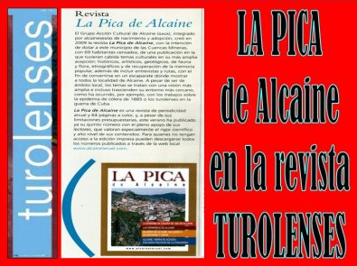 La revista de cultura TUROLENSES publica una reseña sobre LA PICA de Alcaine