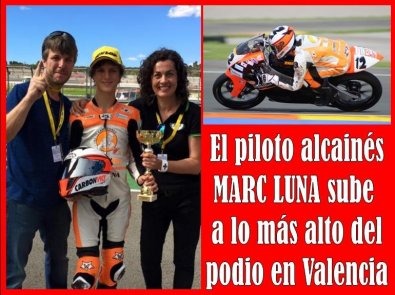 El piloto alcainés MARC LUNA sube al primer cajón del podio en el Circuito valenciano de Cheste