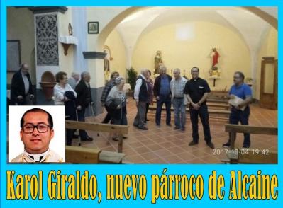 El nuevo párroco de Alcaine -Karol Giraldo- celebra ya la Misa en la Iglesia de Santa María La Mayor