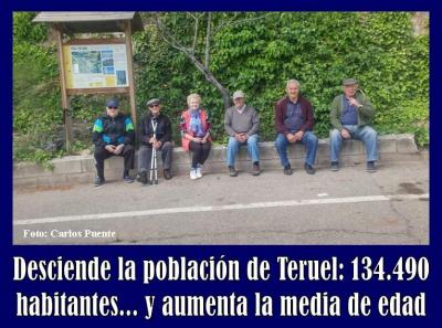 La provincia de Teruel registra -según el Padrón- un total de 134.490 habitantes a enero de 2018, mil menos que el año anterior