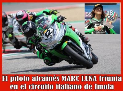 El piloto alcainés MARC LUNA hace sonar el himno de España en el circuito italiano de Imola