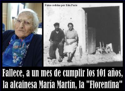 A apenas un mes de cumplir los 101 años, fallece la alcainesa María Martín Lázaro, la "Florentina".