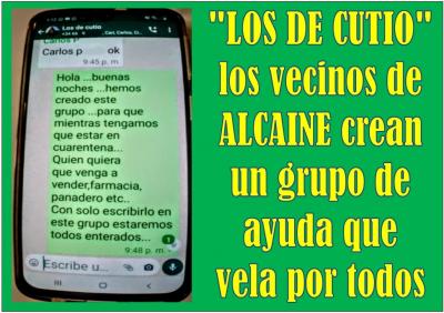 Alcaine se cuida y ayuda creando LOS DE CUTIO... un grupo de whatsapp que vela por todos
