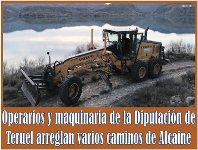 Las máquinas de la Diputación Provincial de Teruel arreglan varios caminos en Alcaine