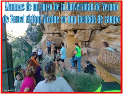 Asistentes al curso, de la UNIVERSIDAD DE VERANO DE TERUEL, sobre Patrimonio Cultural en el Parque del río Martín, visitaron Alcaine en su última jornada
