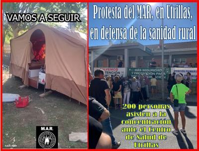 Acampada de protesta y concentración en Utrillas en defensa de la sanidad pública